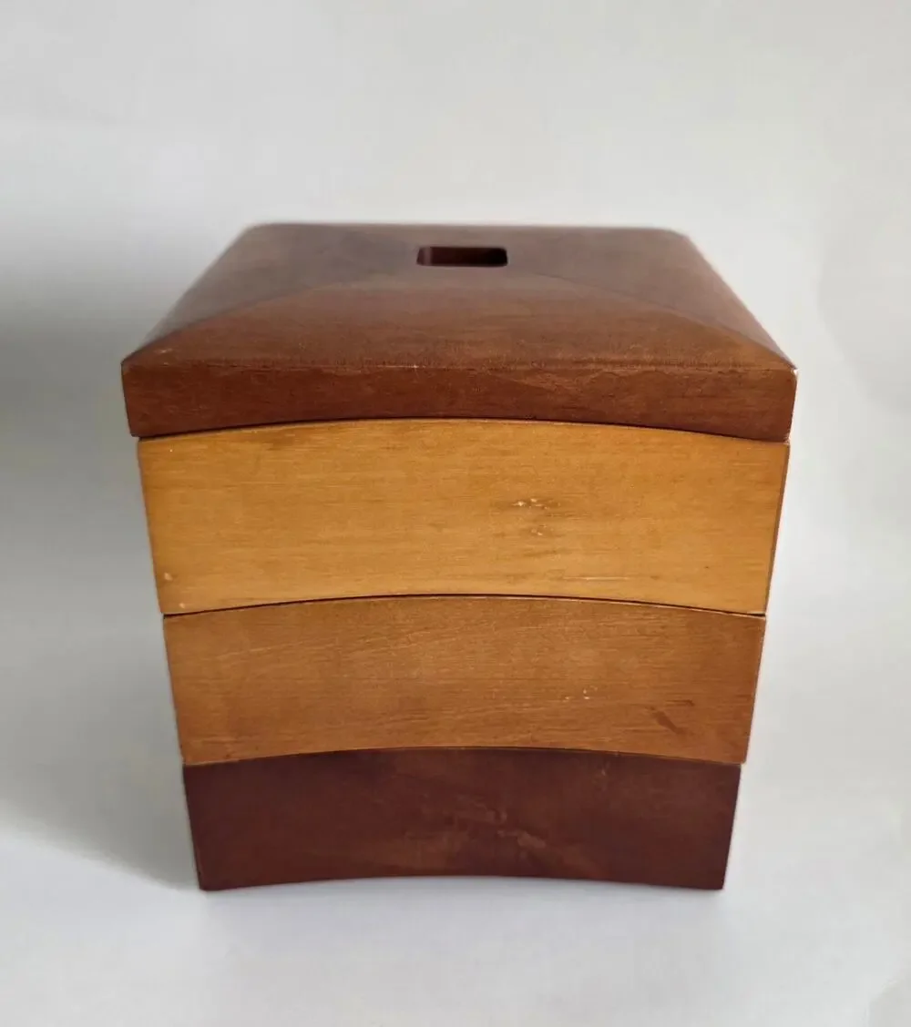 Hold Everything Wooden Valet Jewelry Box Organizer Removable Tray Brown